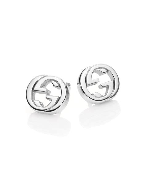 gucci gg silver earrings|gucci silver interlocking g earrings.